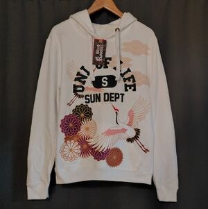 Blind Rooster White Hooded‎ Sweatshirt Uni of Life Sun Hoodie Size Small NWT